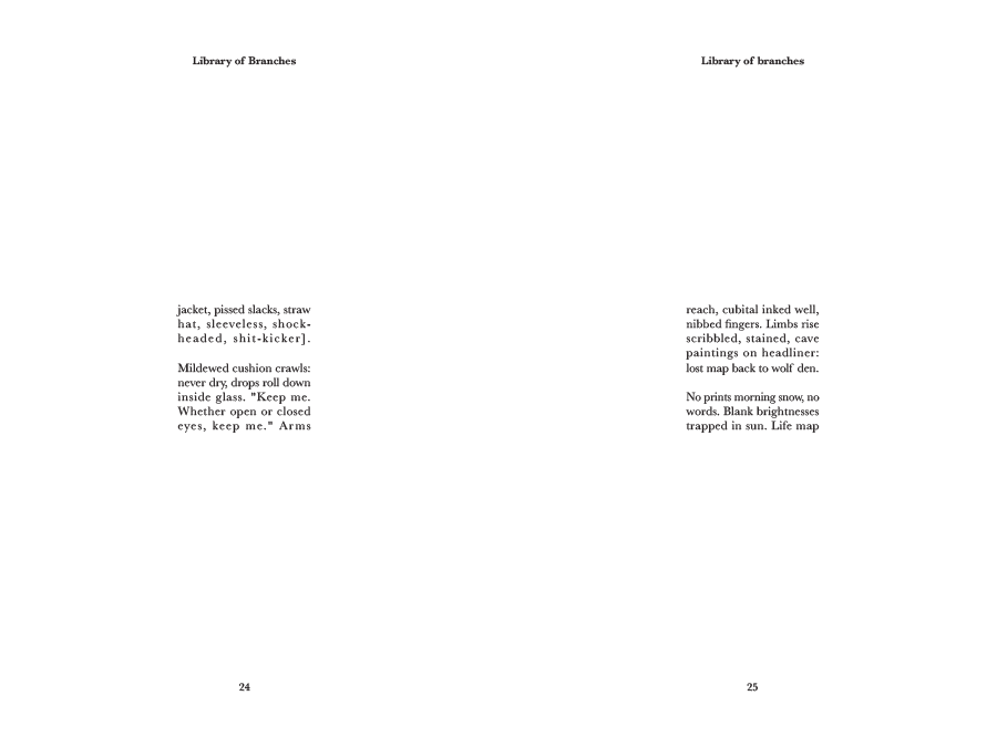 Pages 24 and 25, holding the same spare grid of short-measure stanzas and generous white margins